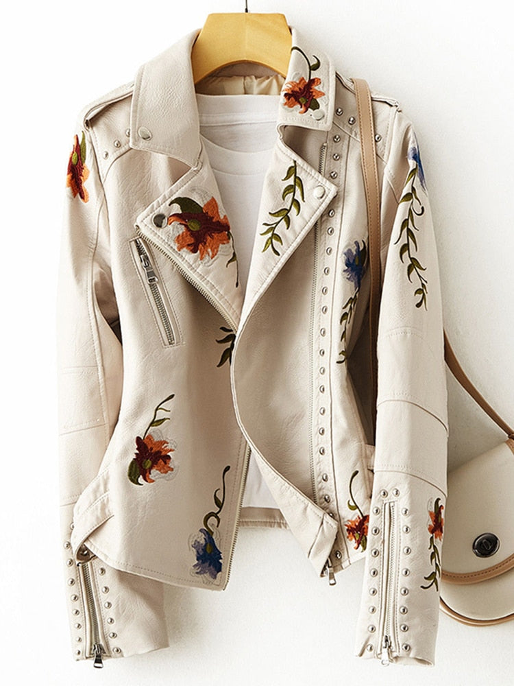 Tyra - Lederjacke mit Blumen