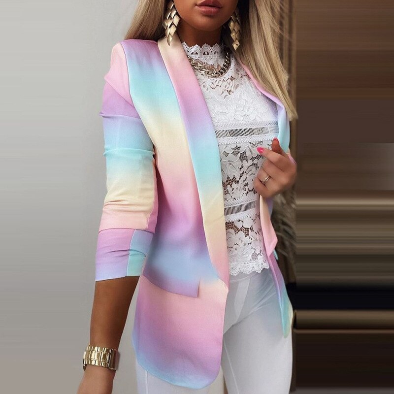 Langärmeliger Tie-Dye-Blazer für Frauen