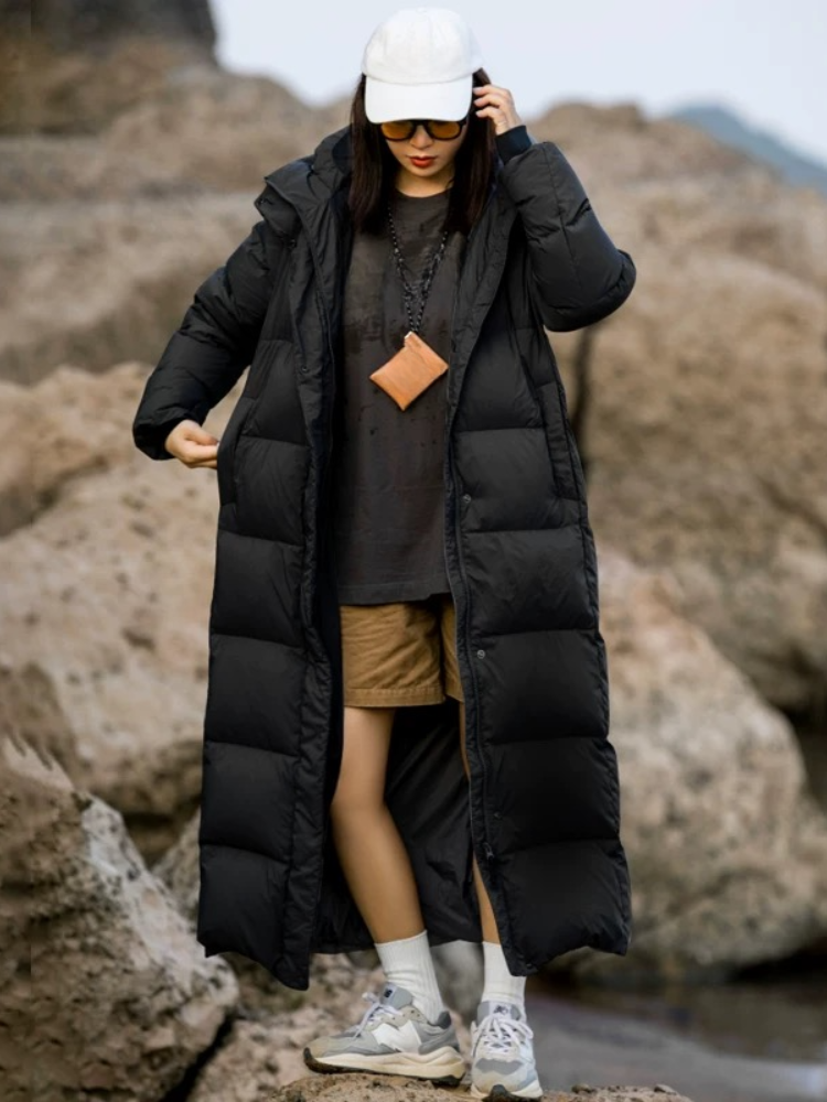 Sienna - Lange Winter Daunenparka Jacke für Damen mit Kapuze