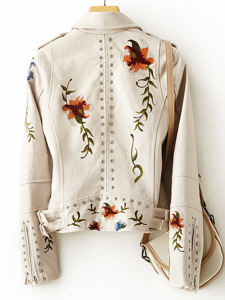 Tyra - Lederjacke mit Blumen