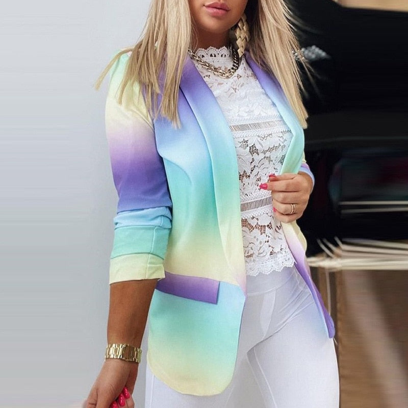 Langärmeliger Tie-Dye-Blazer für Frauen