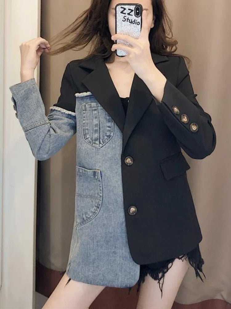 Nellie - Blazer mit Denim-Einsätzen