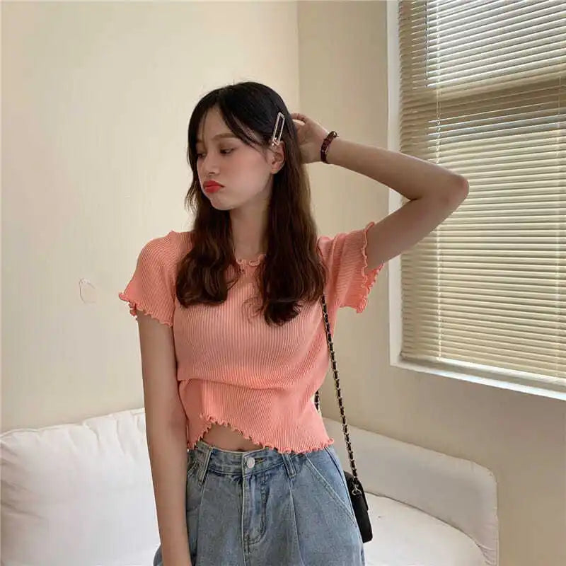 Giulia - Sommerliches T-Shirt im koreanischen Preppy-Stil