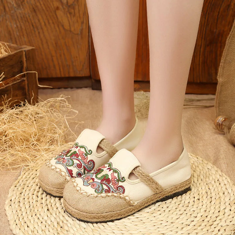 Jamie - Retro Bestickte Espadrilles