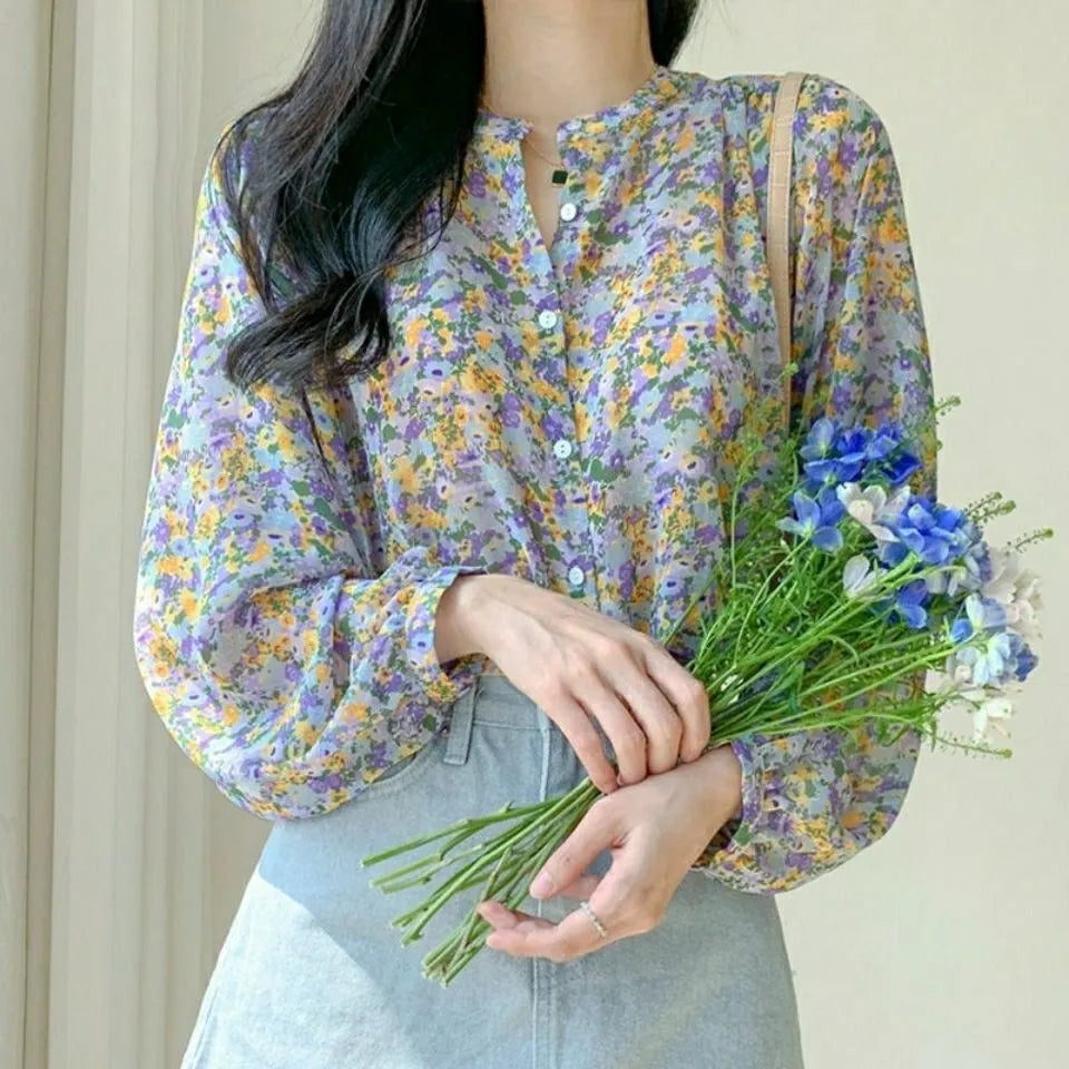 Nessa - Chiffon Bluse mit Print