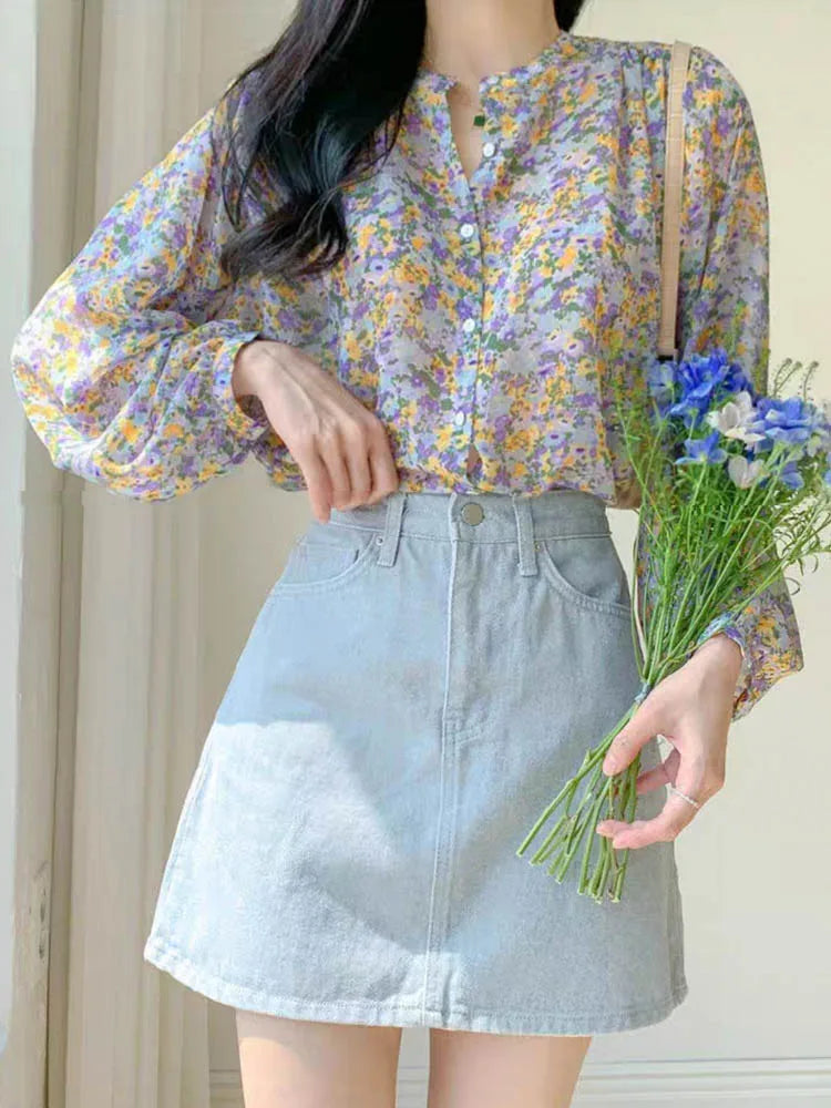 Nessa - Chiffon Bluse mit Print