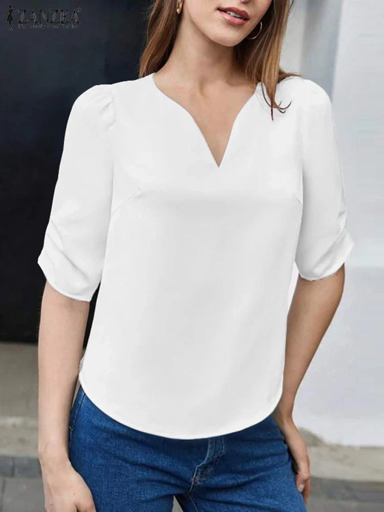 Alicia - Elegante bluse mit V-Ausschnitt