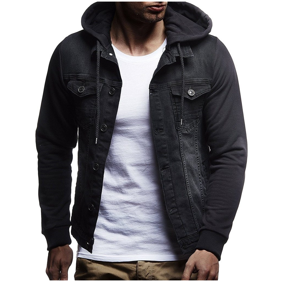 Herren-Jeansjacke aus kombinierten Materialien