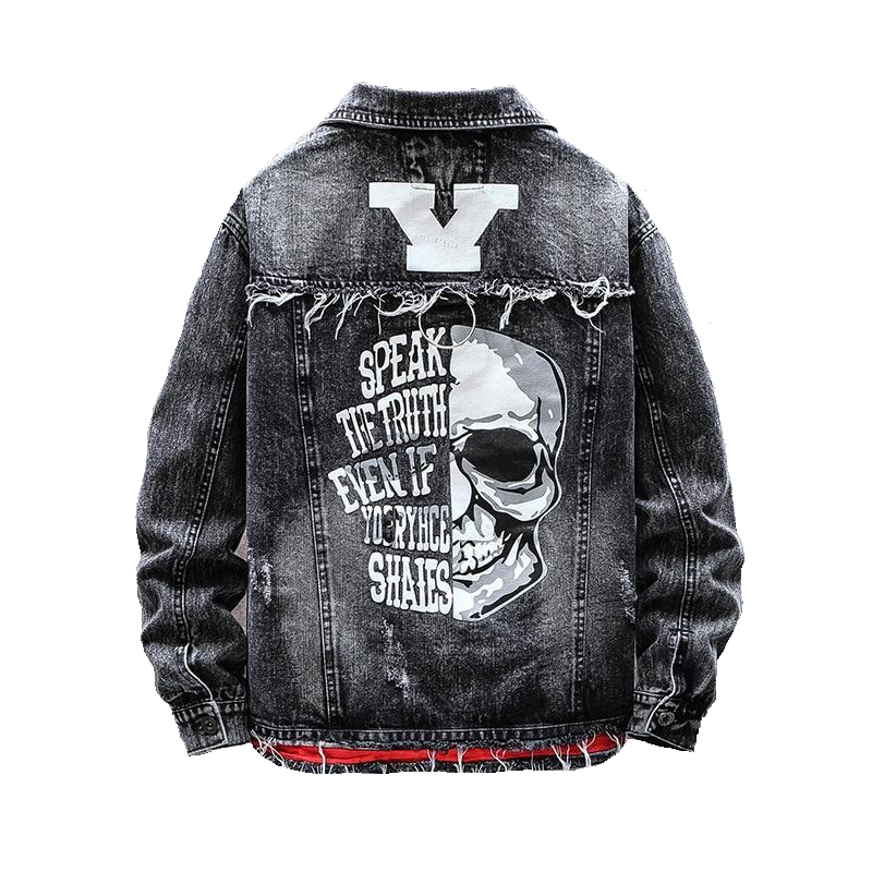 Herren-Jeansjacke mit Totenkopf-Motiv