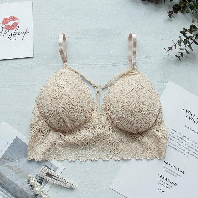 Bralette-BH aus Spitze mit zierstreifen und gepolsterten Cups