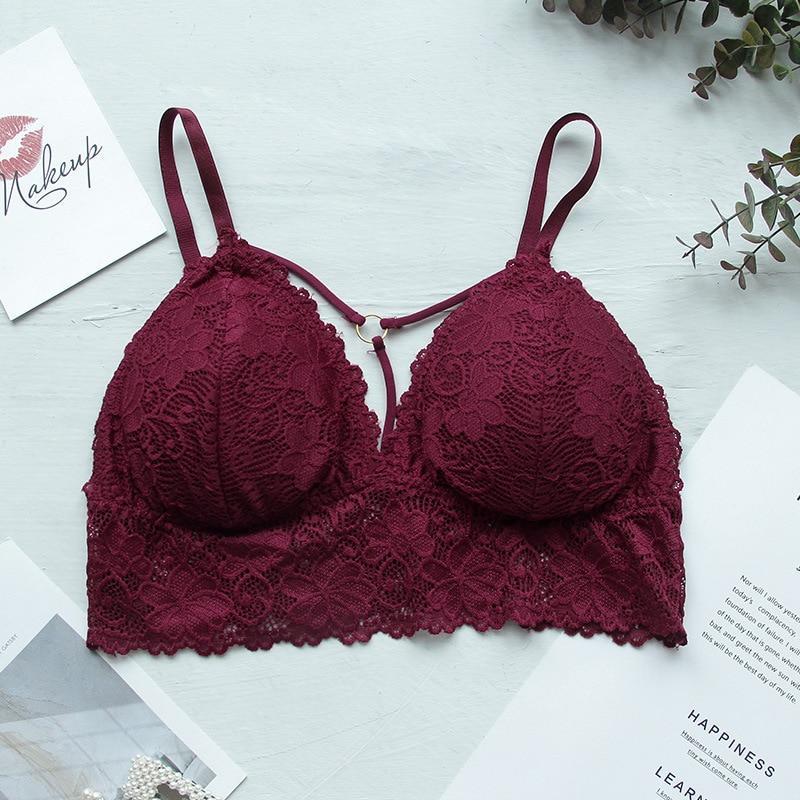 Bralette-BH aus Spitze mit zierstreifen und gepolsterten Cups