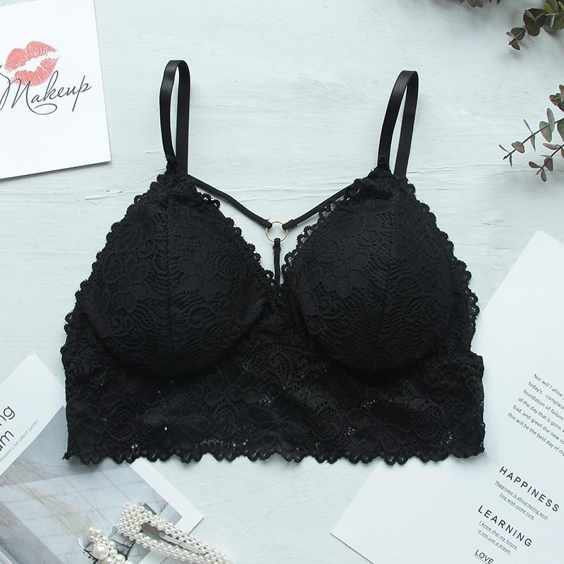 Bralette-BH aus Spitze mit zierstreifen und gepolsterten Cups