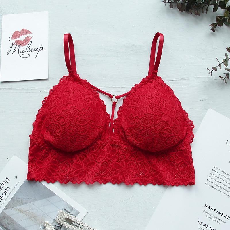 Bralette-BH aus Spitze mit zierstreifen und gepolsterten Cups