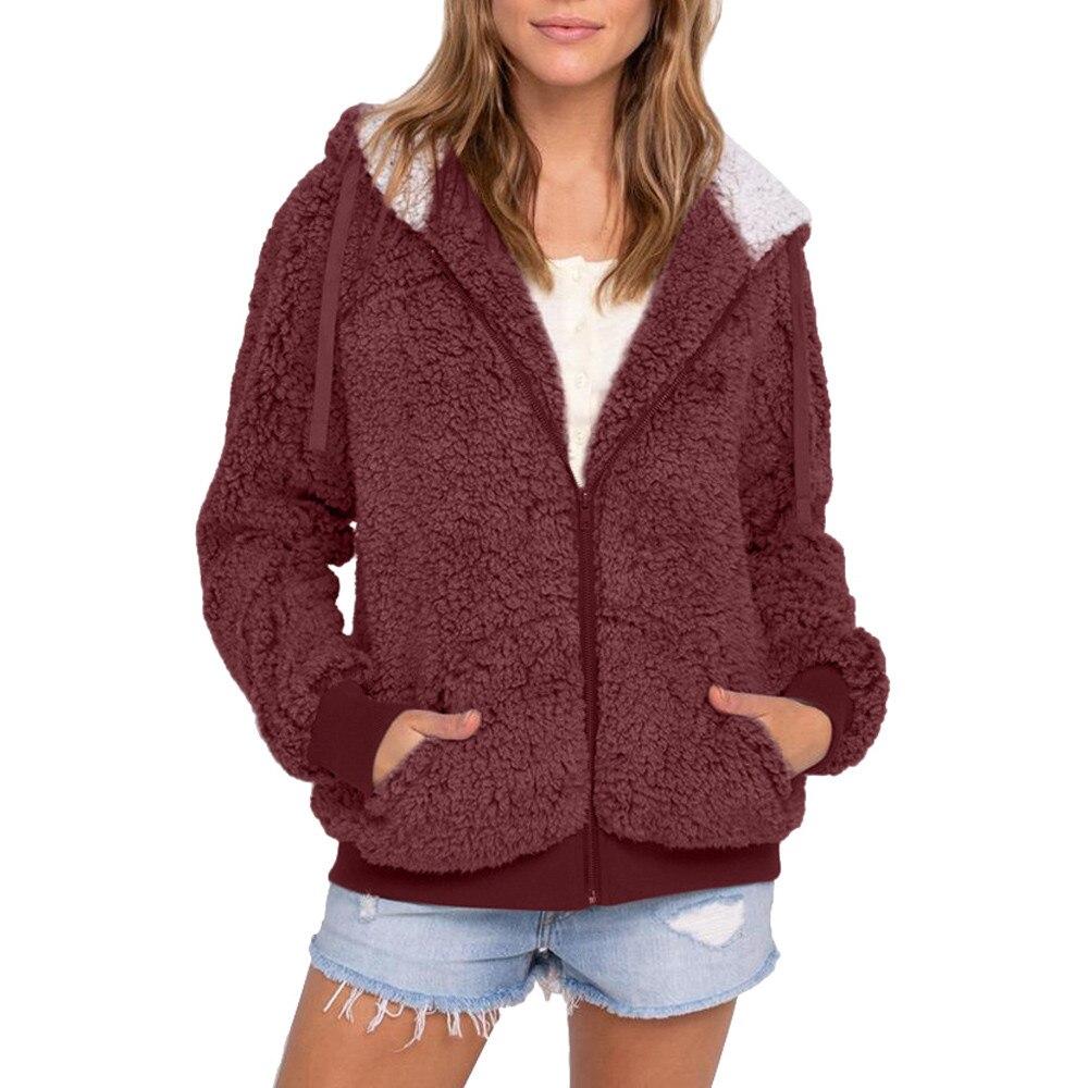 Damen-Fleece-Sweatshirt mit kontrastierender Kapuze