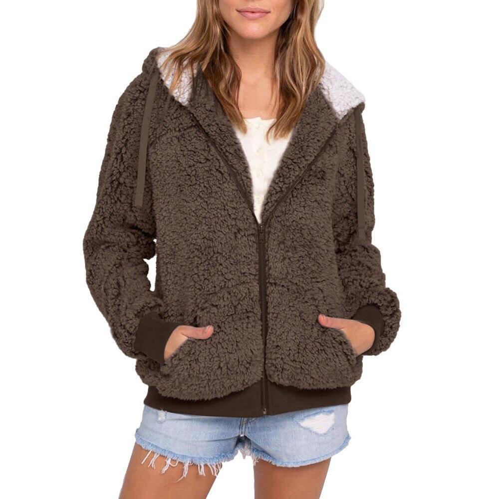 Damen-Fleece-Sweatshirt mit kontrastierender Kapuze