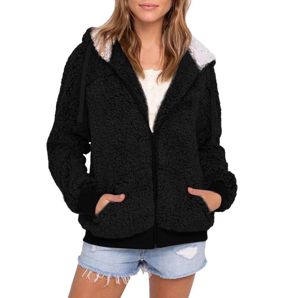 Damen-Fleece-Sweatshirt mit kontrastierender Kapuze