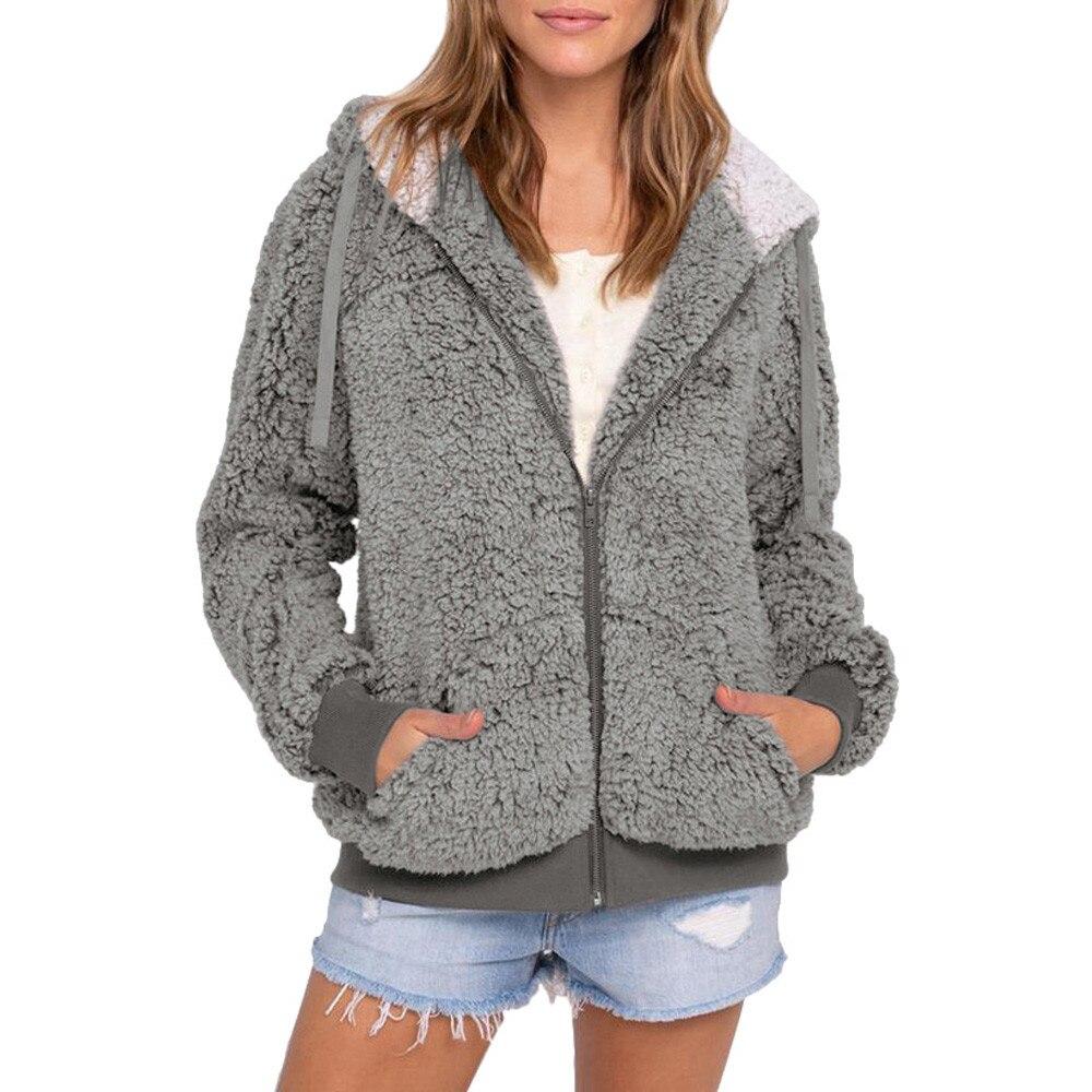 Damen-Fleece-Sweatshirt mit kontrastierender Kapuze