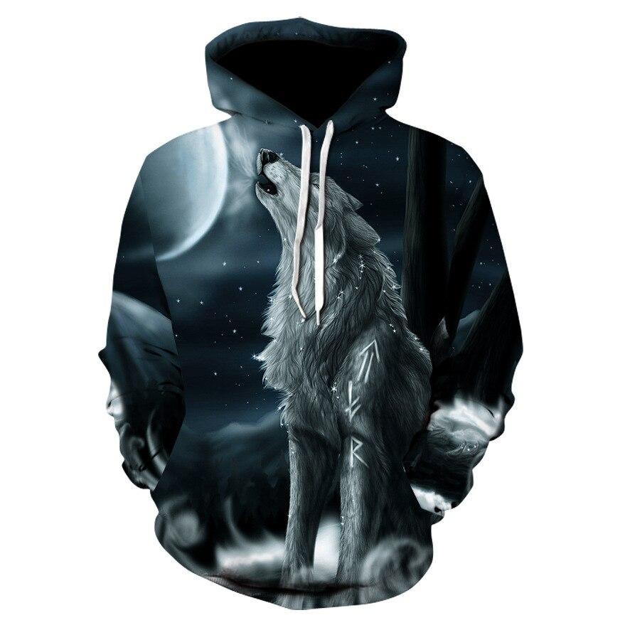 Herren-Hoodie mit Wolfsmotiv