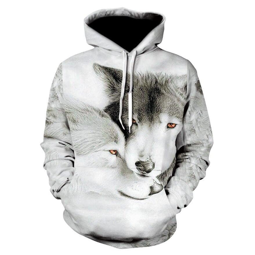 Herren-Hoodie mit Wolfsmotiv