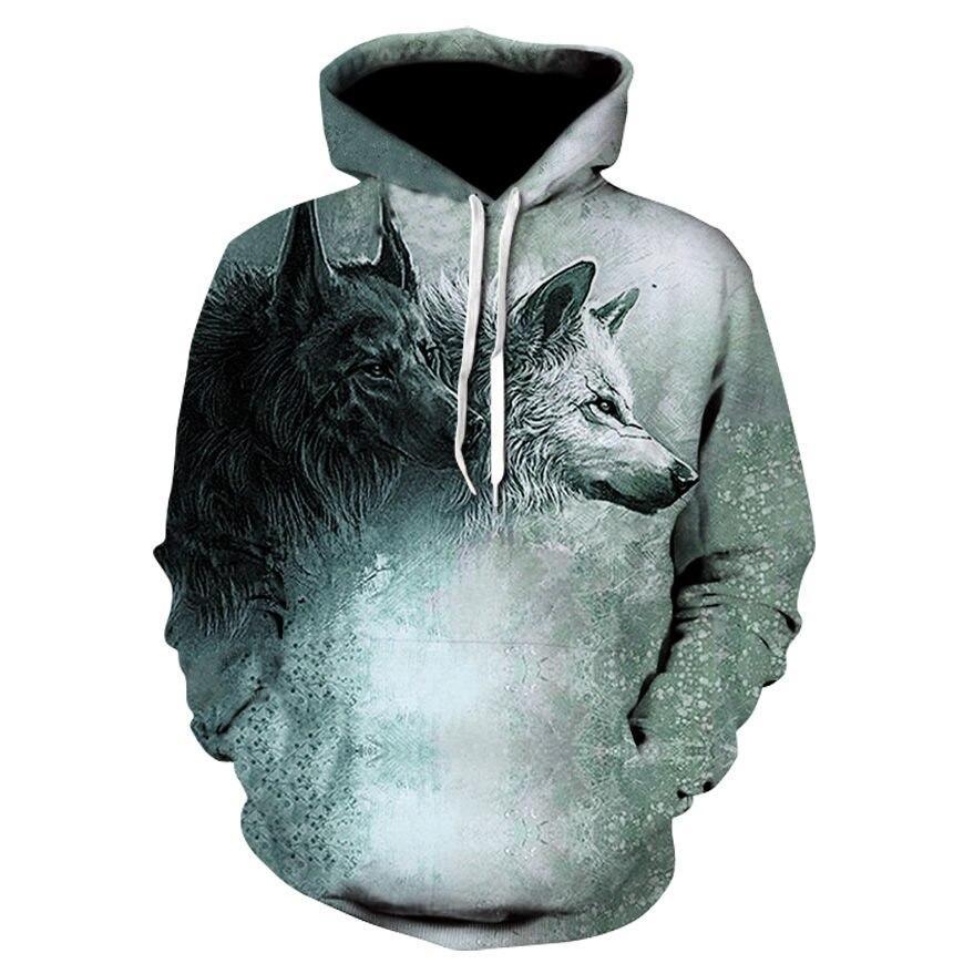 Herren-Hoodie mit Wolfsmotiv