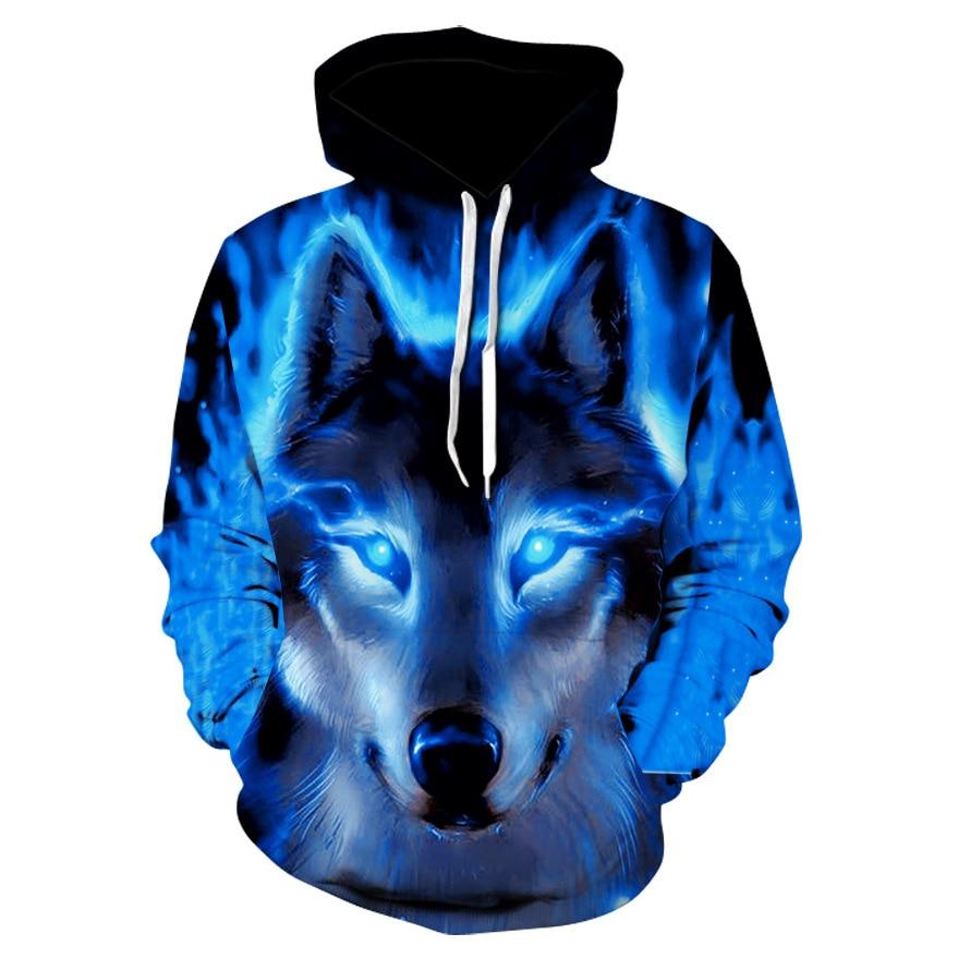 Herren-Hoodie mit Wolfsmotiv