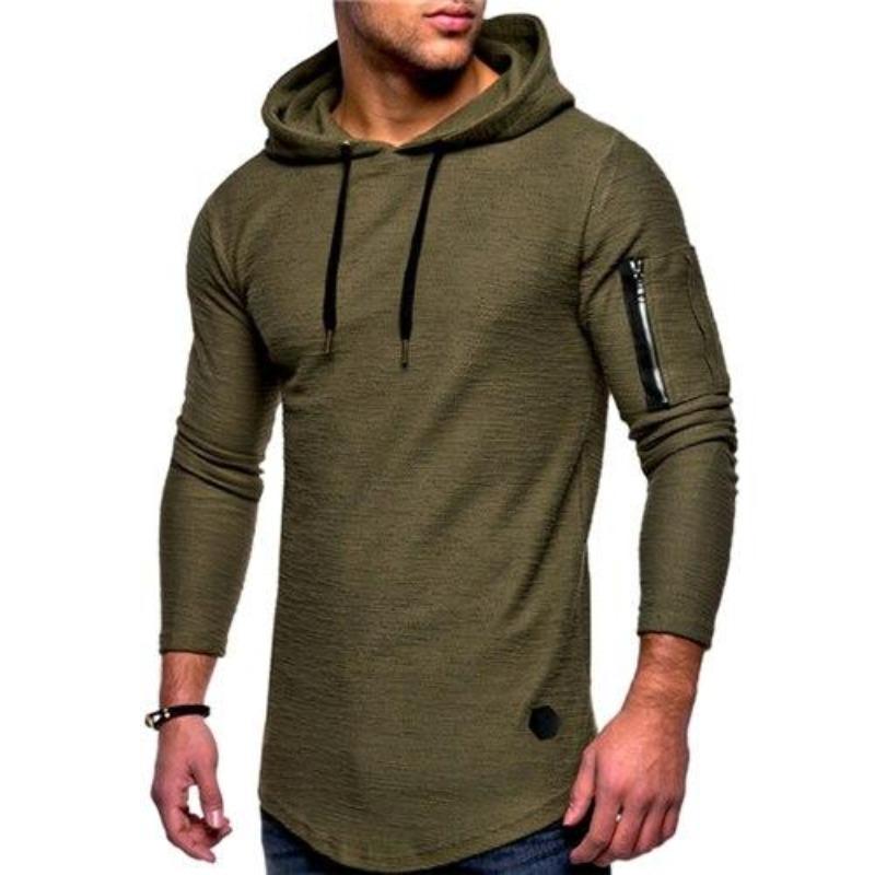 Herren-Sweatshirt mit Kapuze und einer Tasche am Ärmel