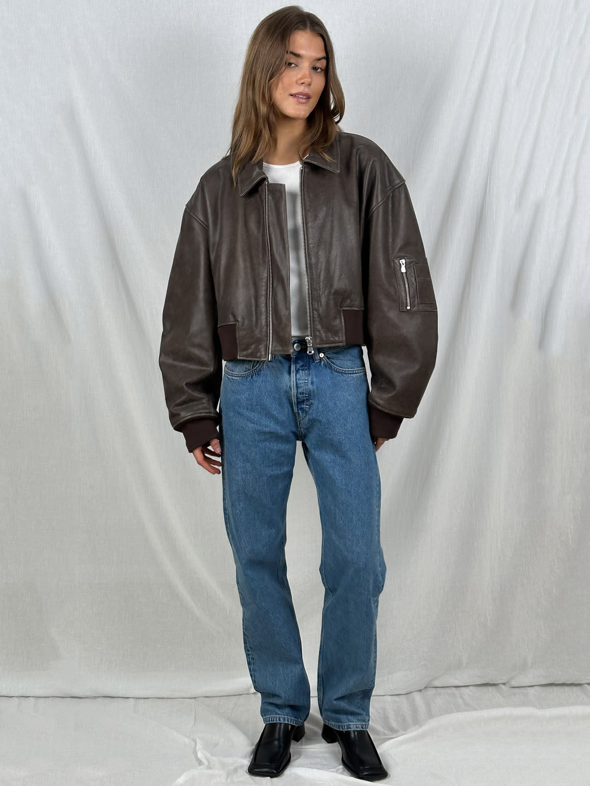 Bonnie brauner, cropped Bomberjacke