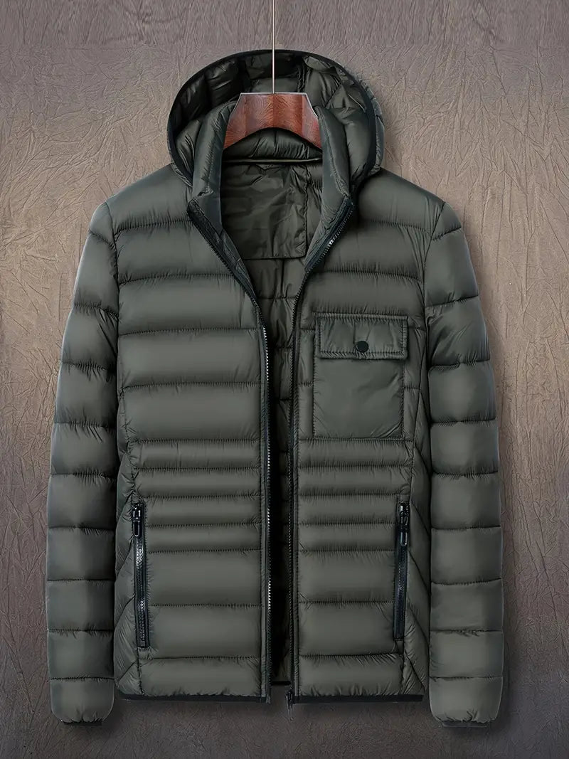 Edil - Herren Wintermantel - Warmer Puffer mit Kapuze und Stehkragen