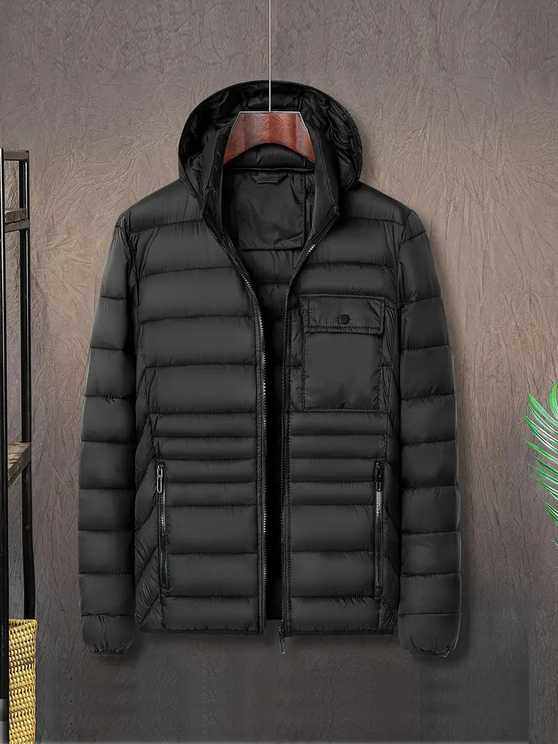 Edil - Herren Wintermantel - Warmer Puffer mit Kapuze und Stehkragen