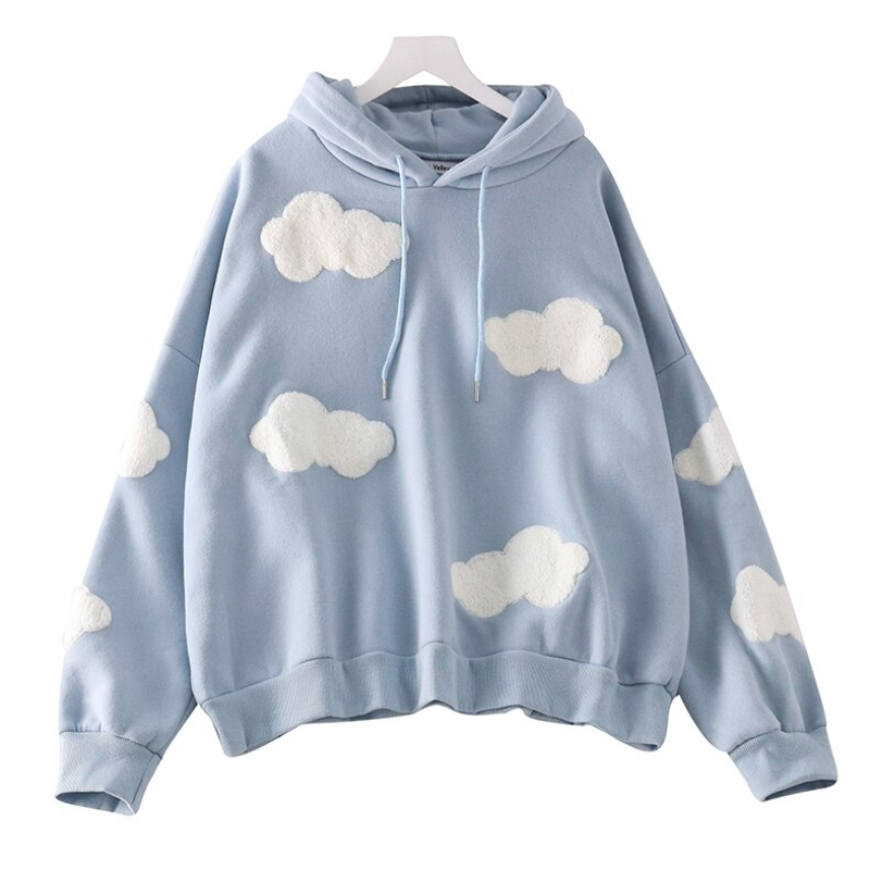 Damen-Hoodie mit Patches in Wolkenform