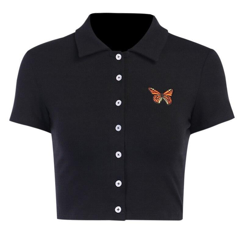 Damen-Poloshirt mit Schmetterling