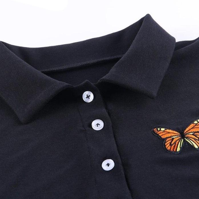 Damen-Poloshirt mit Schmetterling