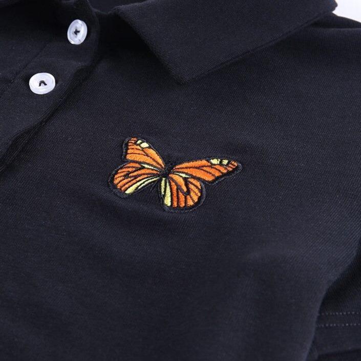 Damen-Poloshirt mit Schmetterling