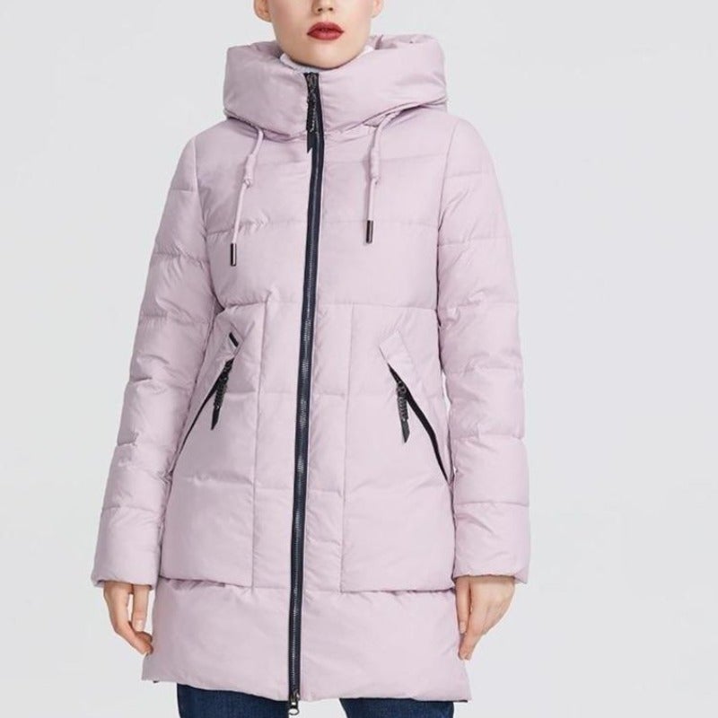 Längere Damen Winterjacke mit Stehkragen