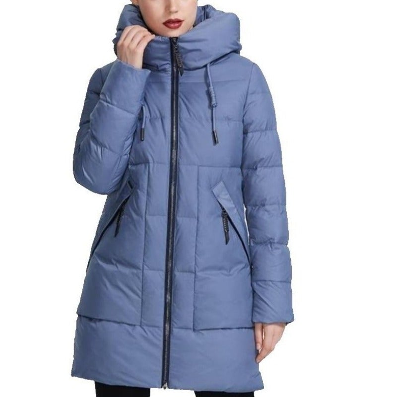 Längere Damen Winterjacke mit Stehkragen