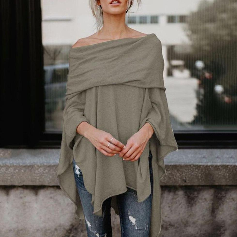 Poncho-Pullover für Damen mit nackten Schultern