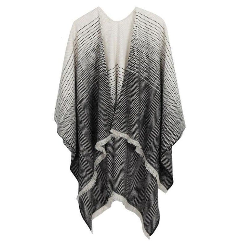 Ombre-Poncho-Pullover für Damen