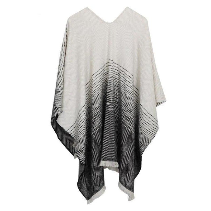 Ombre-Poncho-Pullover für Damen