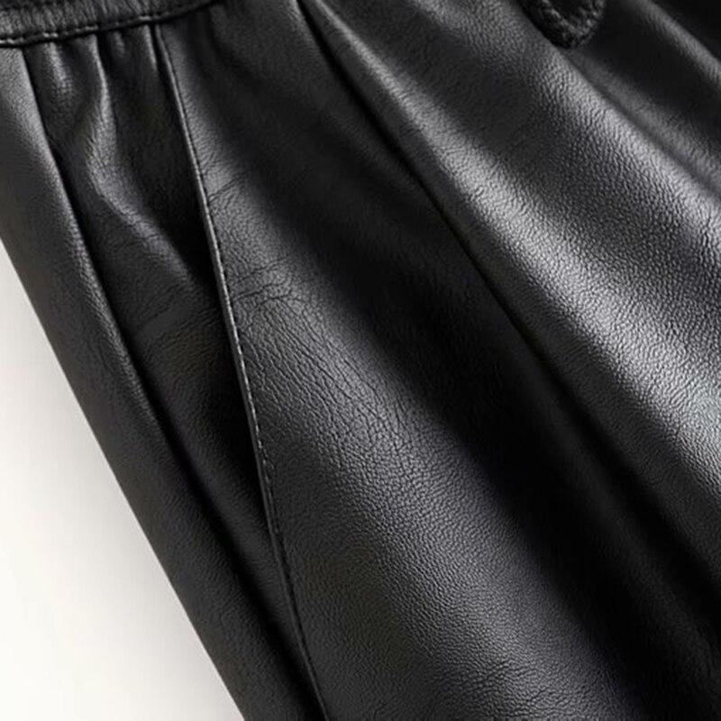 Schwarze Damen Stoffhose aus Ökoleder