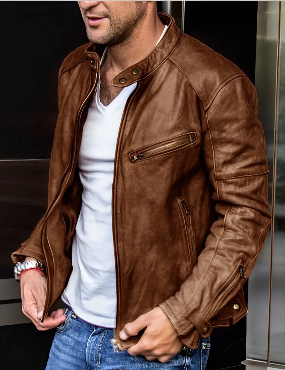 Gero | Herren Vintage Bikerjacke | Kurze Mantel