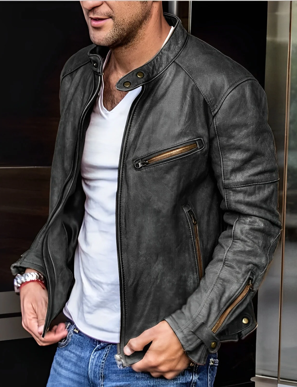 Gero | Herren Vintage Bikerjacke | Kurze Mantel