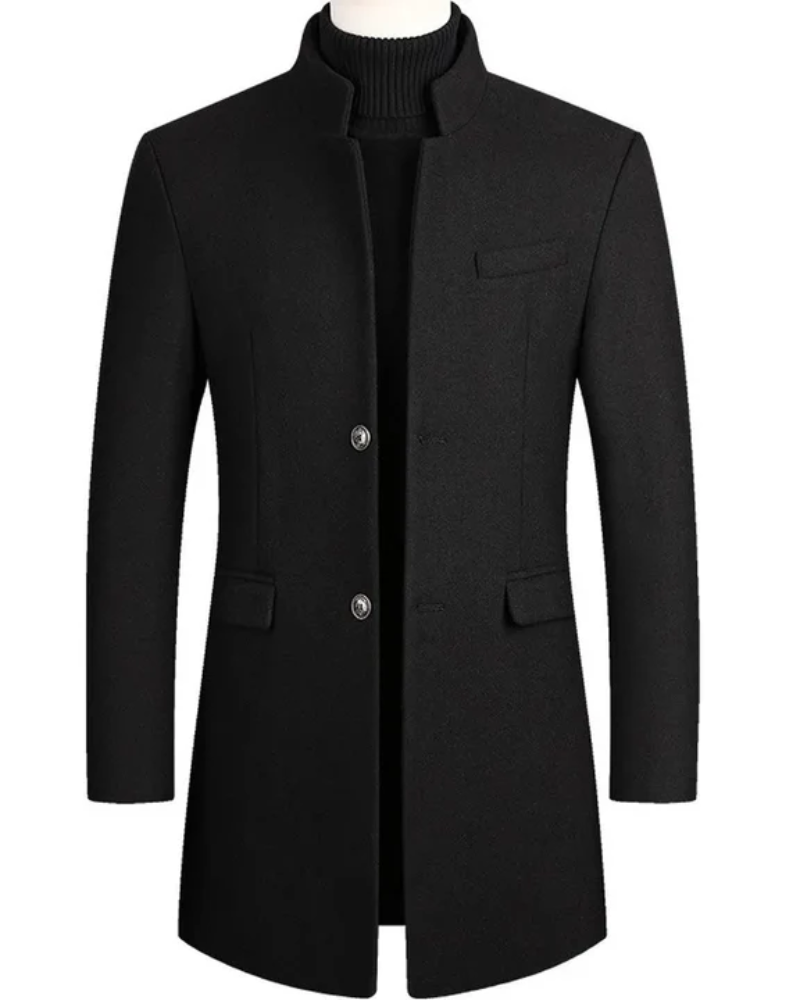 Frank | Herren Schwarz Trenchcoat | Lange Mantel