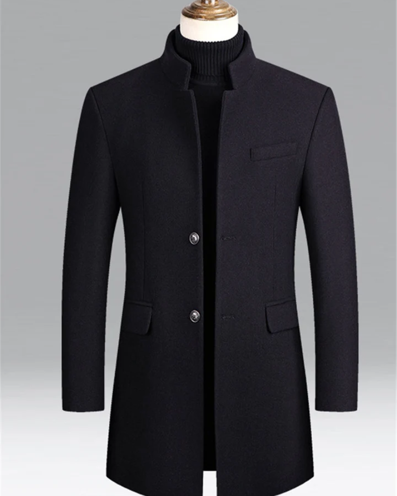 Frank | Herren Schwarz Trenchcoat | Lange Mantel