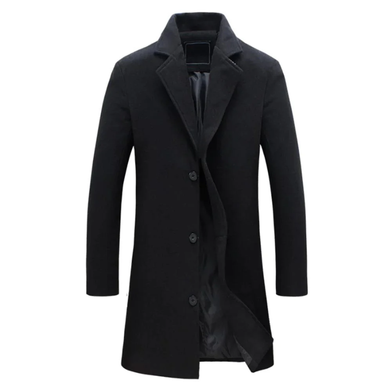 Flynn | Herren Trenchcoat Schwarz | Lange Jacke