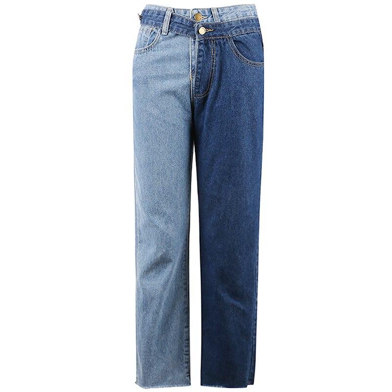 Zweifarbige Mom-Jeans für Damen