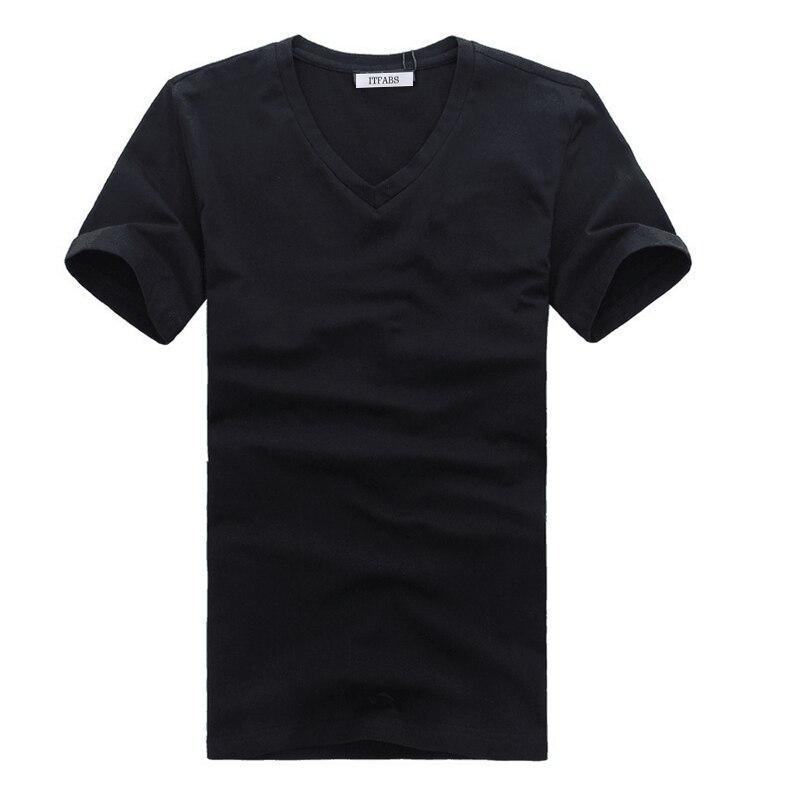 Monochnromes Herren-T-Shirt mit V-Ausschnitt