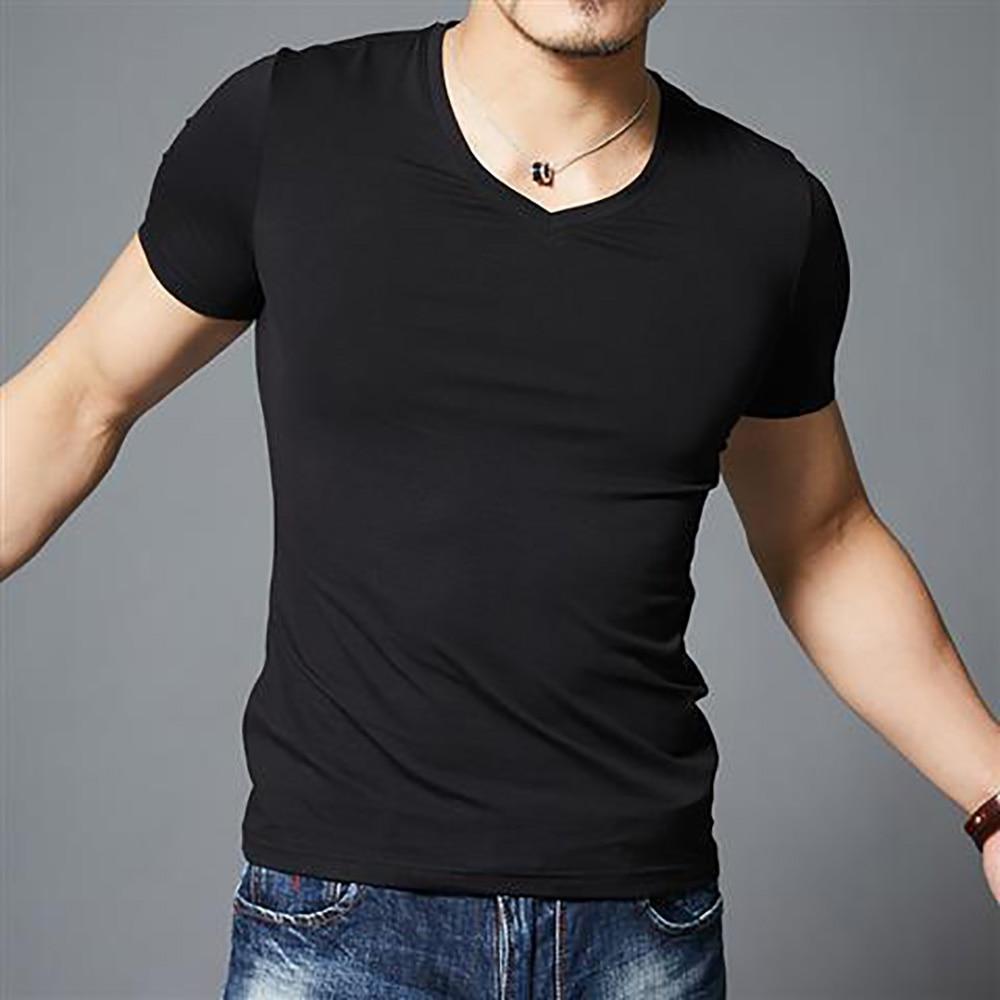 Slim Fit Herren-T-Shirt mit V-Ausschnitt