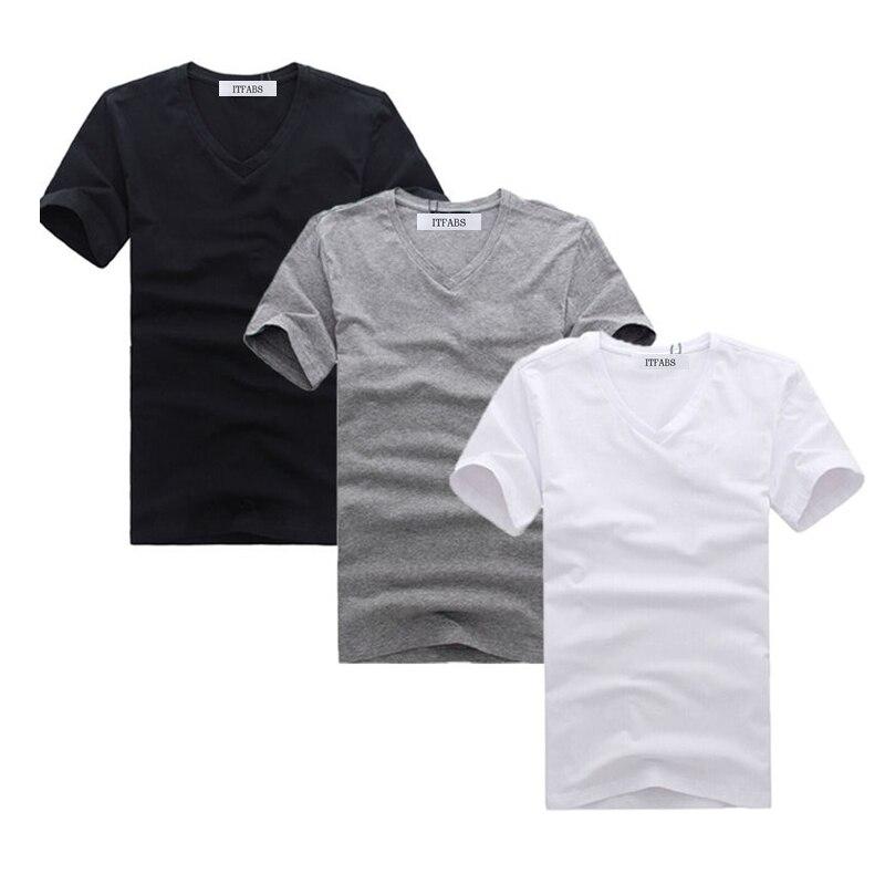 Monochnromes Herren-T-Shirt mit V-Ausschnitt