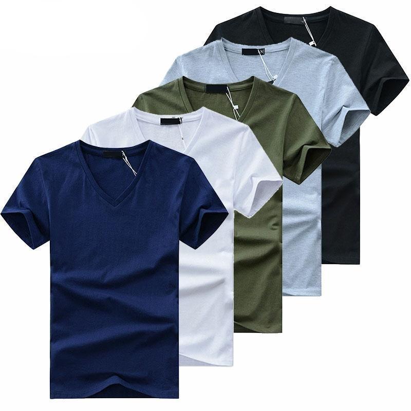 5er Set Herren-T-Shirt mit V-Ausschnitt