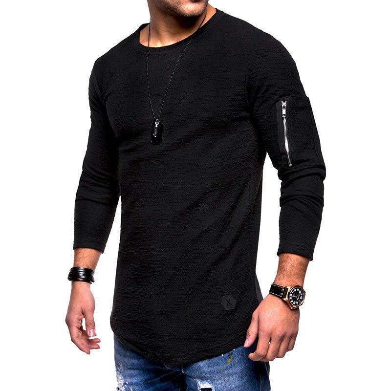 Herren-Langarm-T-Shirt mit Reißverschluss am Arm